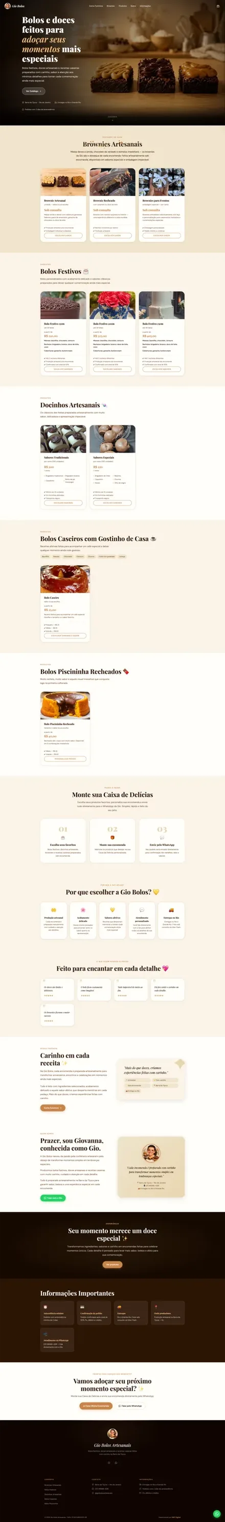 Portfólio RM7 Digital: site para Confeitaria & Doces — Gio Bolos Artesanais